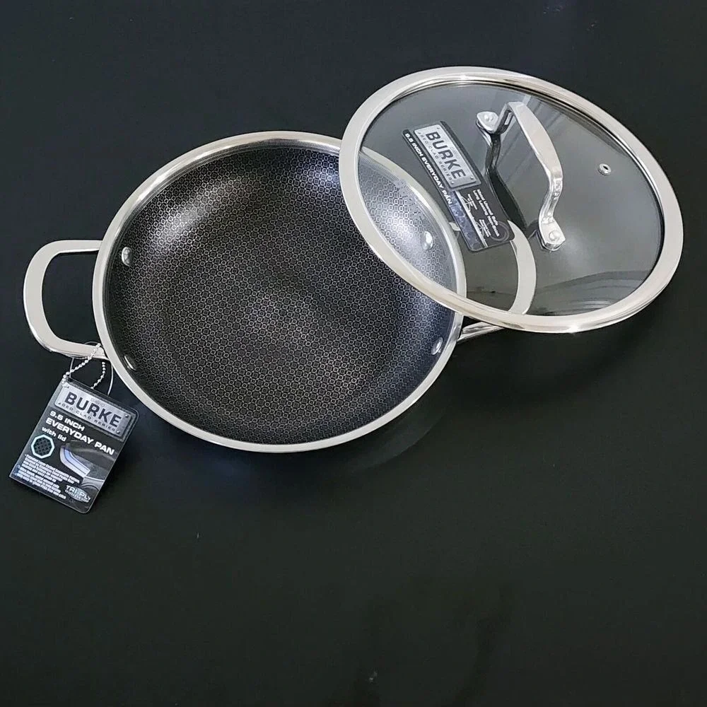 David Burke Geo Clad 9.5in Tri-Ply Stainless‎ Steel Frying Pan With Lid Cookware